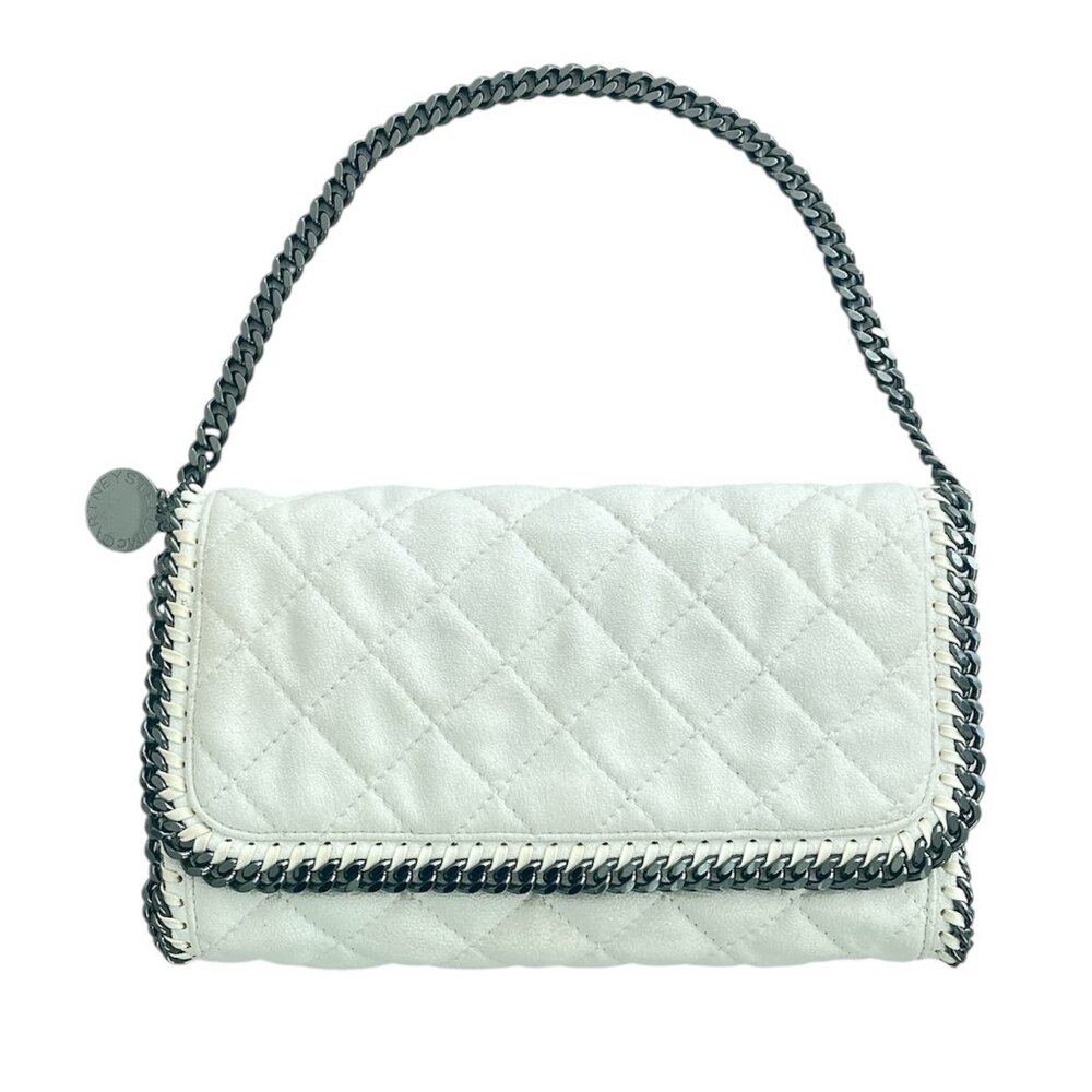 Stella McCartney Off-White Vegetarian Suede & Chain Quilted Shoulder Clutch Bag